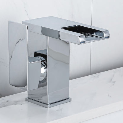 Skorter | Waterfall basin mixer tap square lever handle with LED three-color light