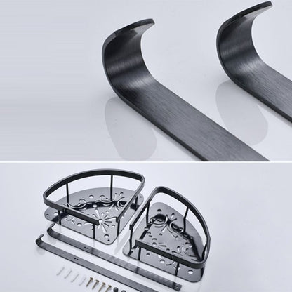 Skorter | Contemporary 8-piece Bathroom Accessory Set Matte Black Bathroom Shelf/Paper Holder/Towel Hook