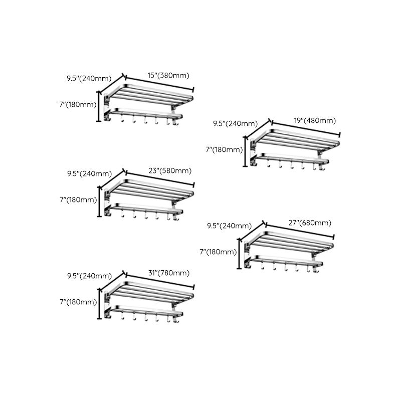 Skorter | Contemporary bathroom accessory set made of chrome-plated stainless steel with bathrobe hooks/towel rail