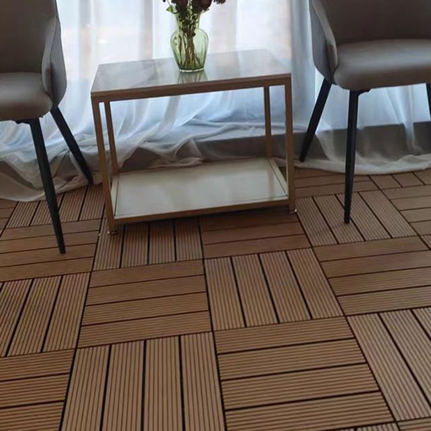 Skorter | Composite Square Patio Tiles Interlocking Striped Pattern Patio Floor Tiles