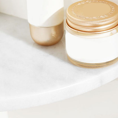 Skorter | 2-piece marble bathroom shelf brass bathroom accessory set in white/green