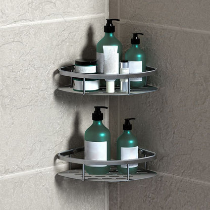 Skorter | 3-piece modern bathroom accessory set aluminum bath shelf in silver