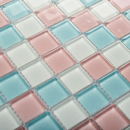 Skorter | 12" x 12" Peel & Stick Glass Square Grid Mosaic Peel and Stick Tile 10-Pack
