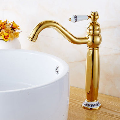 Skorter | Glam Vessel Faucet Swivel Spout Lever Handle Sink Faucet