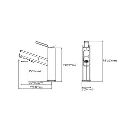Skorter | Contemporary Vessel Sink Faucet Copper Single Handle Low Arc Pull-Out Vessel Sink Faucet