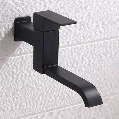 Skorter | Contemporary Wall Mounted Bathroom Faucet Lever Handles Low Arc Swivel Brass Tap