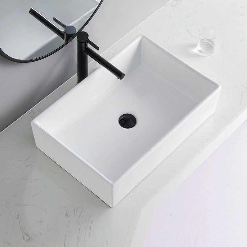Skorter | Contemporary Bathroom Sink Porcelain Rectangular Vessel Sink Sink Only