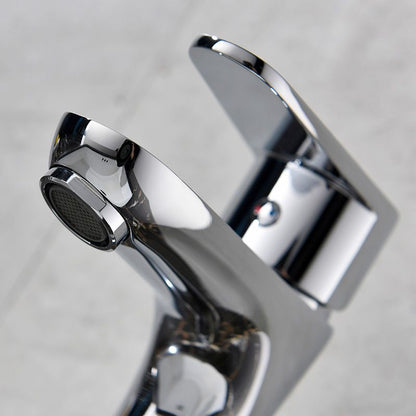 Skorter | Basic Metal Washbasin Faucet Silver Bathroom Faucet with Lever Handle