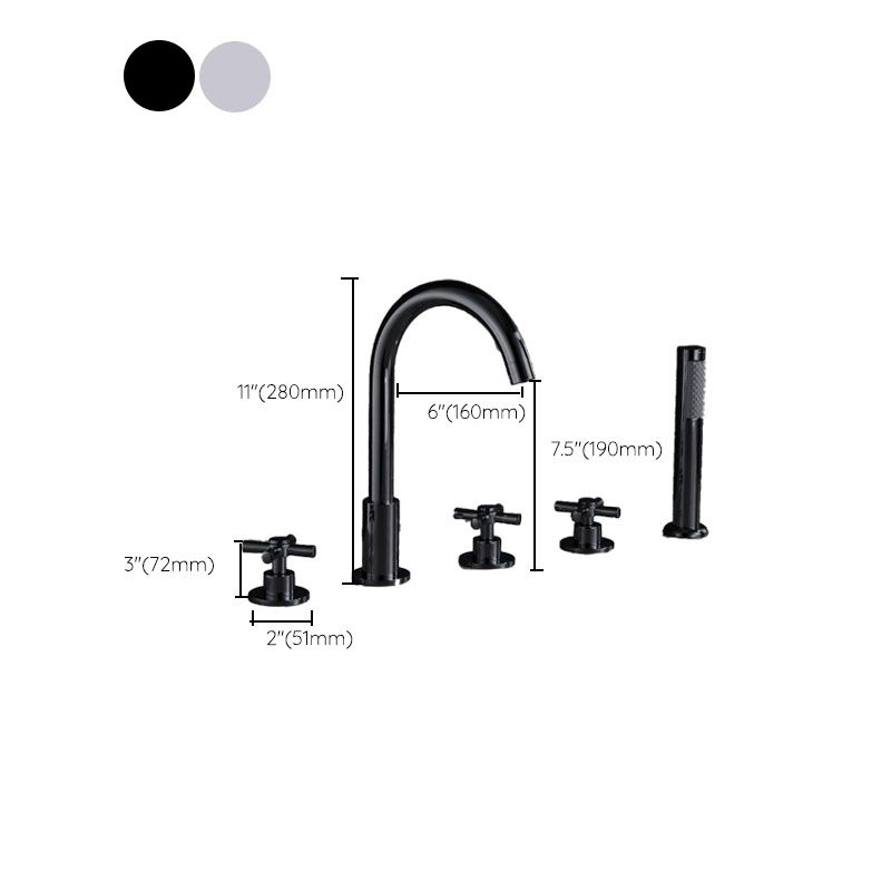 Skorter | Contemporary Bathroom Faucet Deck Mount Copper Low Arc Swivel Roman Bathtub Faucet Set