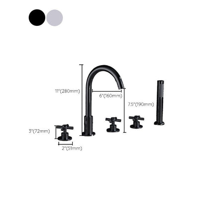 Skorter | Contemporary Bathroom Faucet Deck Mount Copper Low Arc Swivel Roman Bathtub Faucet Set