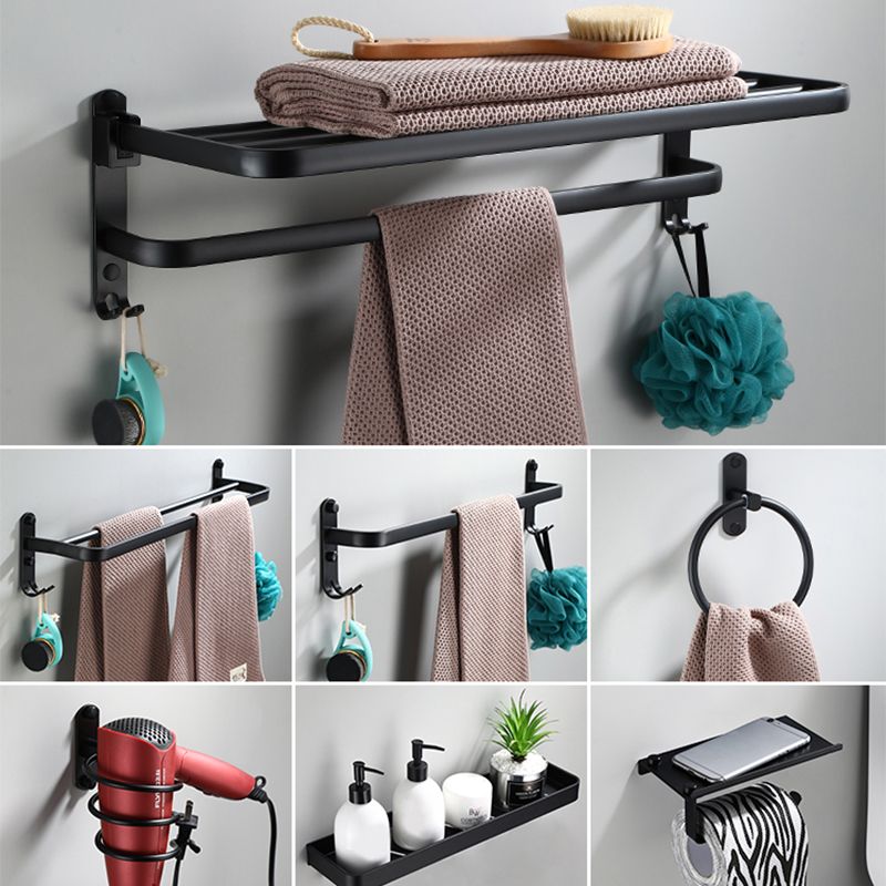 Skorter | Contemporary Bathroom Accessory Set Black Surface Bathrobe Hook/Towel Ring Bar