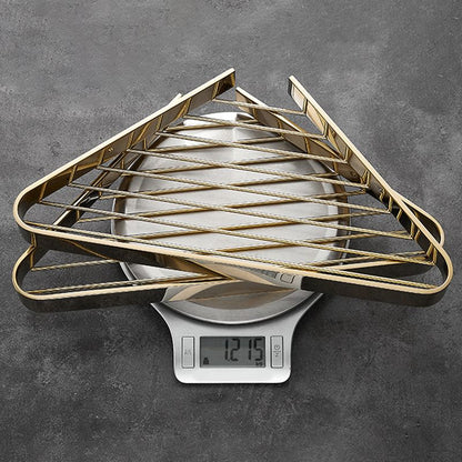 Skorter | 2-piece modern bathroom accessory set, polished chrome/gold, bathroom shelf