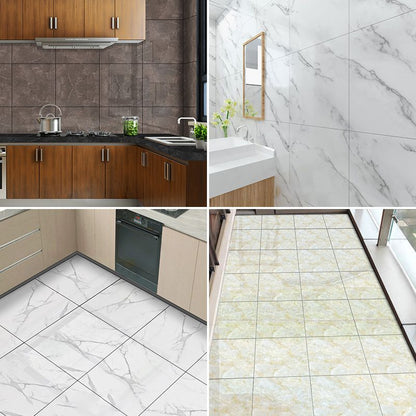 Skorter | Modern PVC Peel and Stick Tile Floor Marble Look Mold Resistant Vinyl Tiles