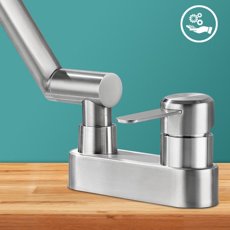 Skorter | 2 holes sink faucet swivel stainless steel single handle central mount faucet