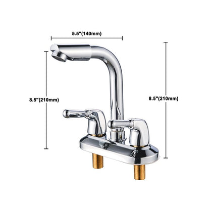 Skorter | 2-Handle Brushed Nickel Wide Spout Faucet 2-Hole Centered Bathroom Sink Faucet with Brass