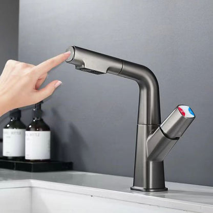 Skorter | Brass Contemporary Sink Faucet Pull-Out Round Bathroom Faucet