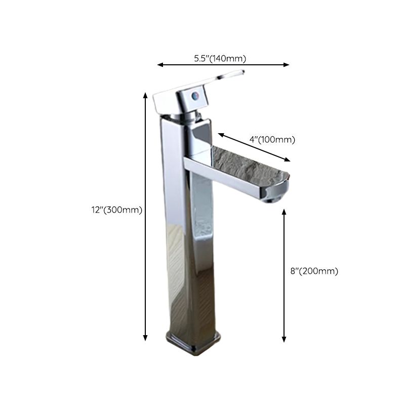 Skorter | Cubic Chrome Bathroom Faucet Low Arc Single Lever Basin Faucet