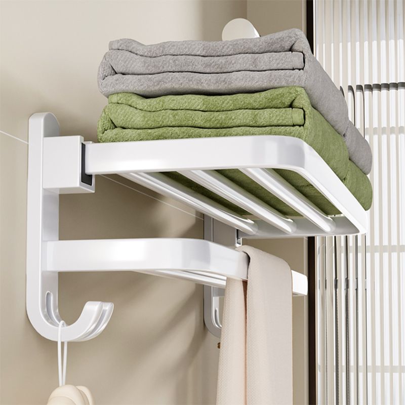 Skorter | Contemporary Bathroom Hardware Set in White with Bath Shelf/Towel Rack/Paper Holder