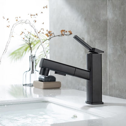 Skorter | Contemporary Vessel Sink Faucet Copper Single Handle Low Arc Pull-Out Vessel Sink Faucet