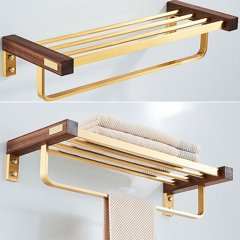 Skorter | 6-piece Walnut Bathroom Accessories Set Metal Gold Bath Hardware Set