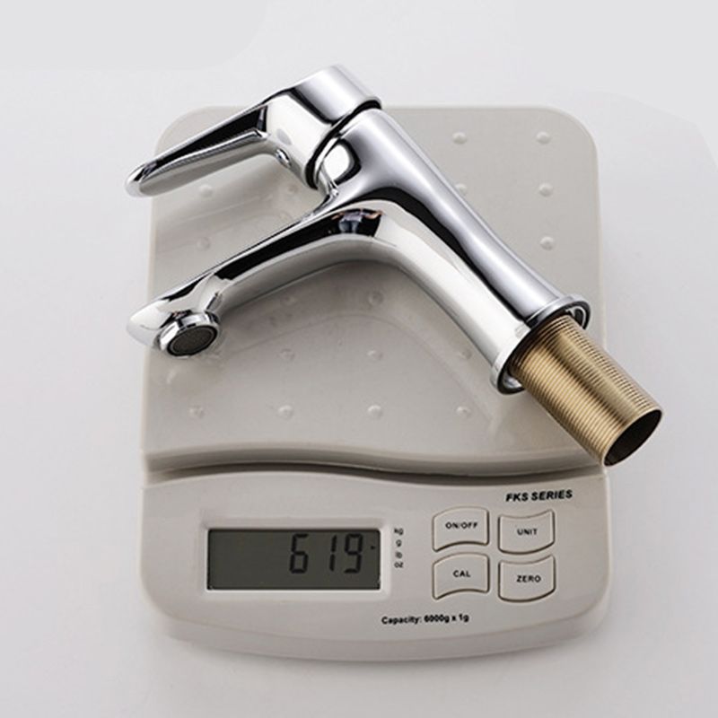 Skorter | Basic Metal Washbasin Faucet Silver Bathroom Faucet with Lever Handle