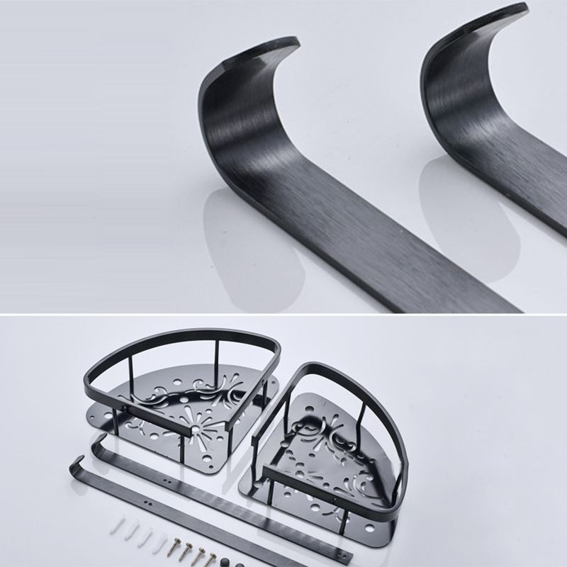 Skorter | Contemporary 8-piece Bathroom Accessory Set Matte Black Bathroom Shelf/Paper Holder/Towel Hook