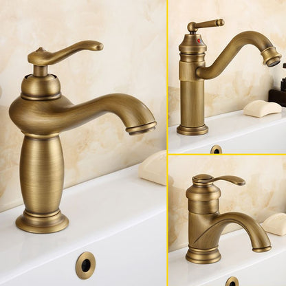 Skorter | Brass Bathroom Vessel Basin Faucet Single Lever Handle Round Basin Faucet with Water Hose