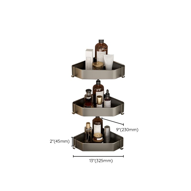 Skorter | Contemporary Aluminum Bathroom Accessories Set Gray Bath Shelf