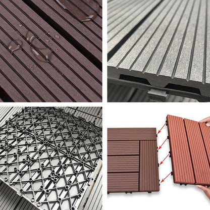 Skorter | 11 Pack 12" X 12" Square Deck/Patio Tiles Snap Fit for Outdoor Patio Tiles