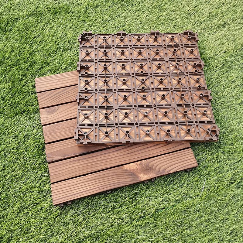 Skorter | 7-Slat Square Wood Floor Tiles Click Installation Outdoor Floor Tiles