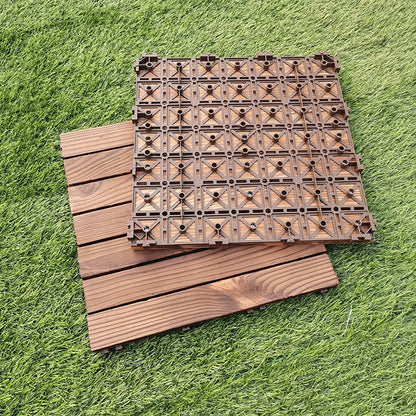 Skorter | 7-Slat Square Wood Floor Tiles Click Installation Outdoor Floor Tiles