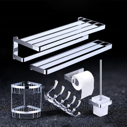 Skorter | Chrome brass modern bathroom accessory set with towel bar/ ring/ paper holder & bathrobe hook