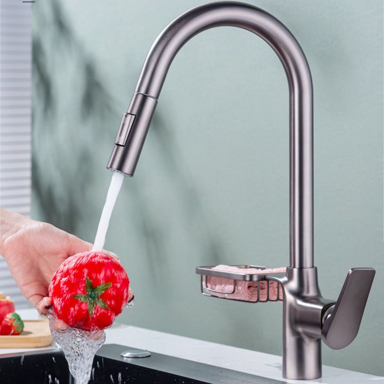 Skorter | Goose Neck Kitchen Sink Faucet Three-Way Flow with Pull-Down Spray Head
