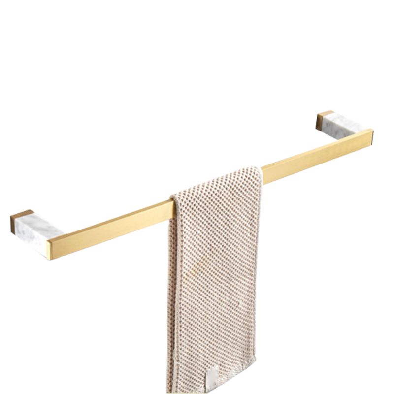 Skorter | Brushed Brass Bathroom Accessory Set Metal & Marble Bathroom Hardware Set with Bath Shelf