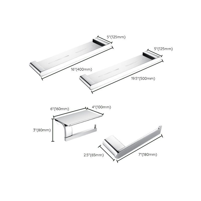 Skorter | Contemporary Bathroom Accessories Hardware Set in Silver with Soap Dish