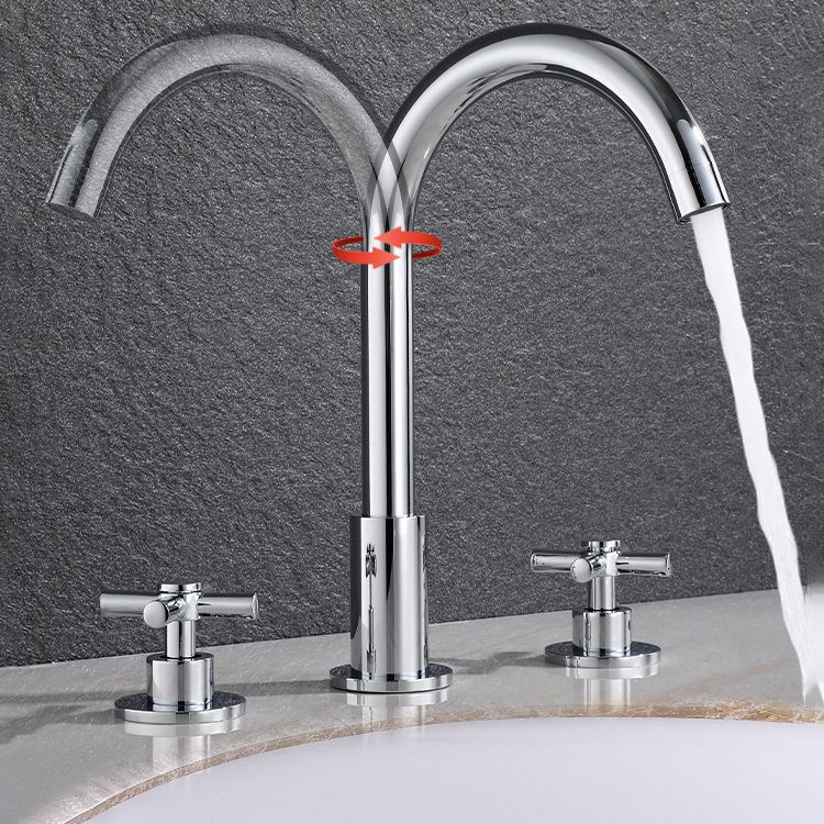 Skorter | Goose Neck Bathroom Sink Faucet 2 Handles Hot and Cold Water Sink Faucet with Drain