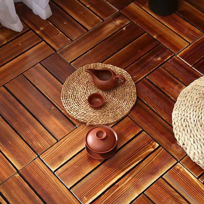 Skorter | 4-Slat Wood Floor Tiles Interlocking Installation Floor Tiles