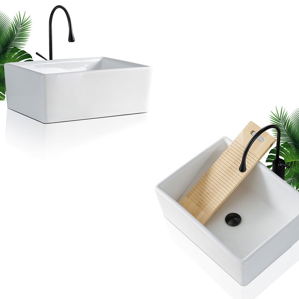 Skorter | Contemporary Bathroom Sink Porcelain Rectangular Vessel Sink Sink Only