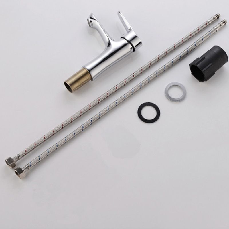 Skorter | Basic Metal Washbasin Faucet Silver Bathroom Faucet with Lever Handle