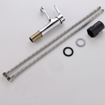 Skorter | Basic Metal Washbasin Faucet Silver Bathroom Faucet with Lever Handle