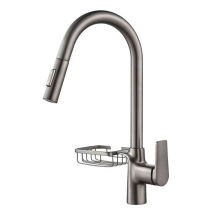 Skorter | Goose Neck Kitchen Sink Faucet Three-Way Flow with Pull-Down Spray Head