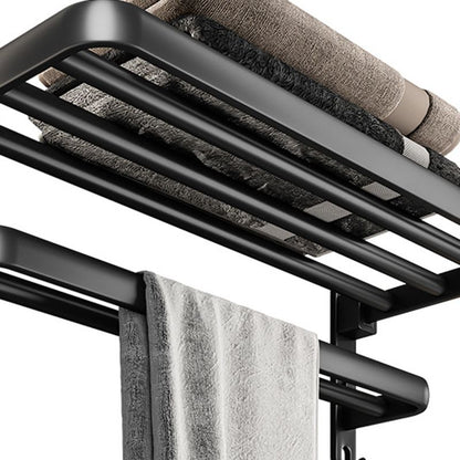 Skorter | Black Aluminum Bathroom Accessory Set Modern Bathroom Shelf / Towel Bar & Paper Holder