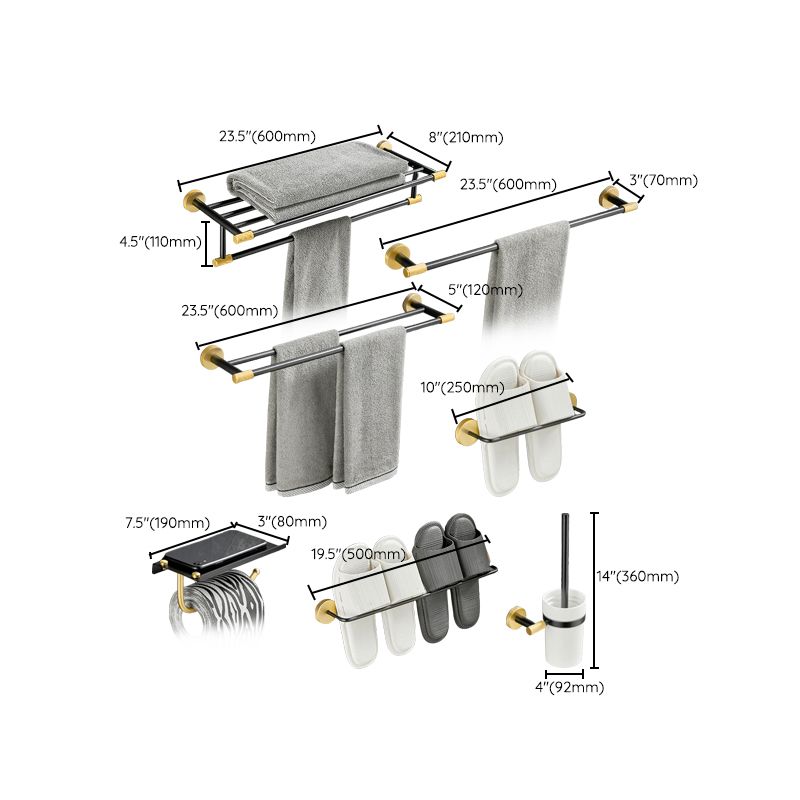 Skorter | 5-piece modern bathroom accessory set made of black brass bathroom hardware