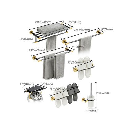 Skorter | 5-piece modern bathroom accessory set made of black brass bathroom hardware