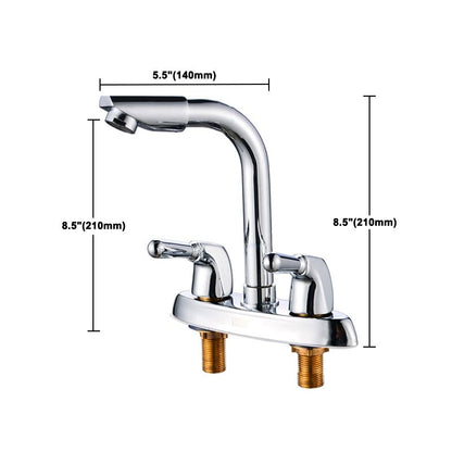 Skorter | 2-Handle Brushed Nickel Wide Spout Faucet 2-Hole Centered Bathroom Sink Faucet with Brass
