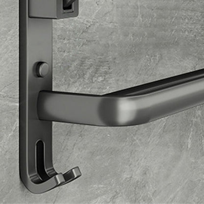 Skorter | Contemporary Bathroom Accessory Set Gray Aluminum Bathroom Shelf/Towel Holder/Bathtub Hook