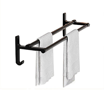 Skorter | Chrome/Black Classic Bathroom Accessories Set Modern Bath Shelf/Towel Bar & Paper Holder