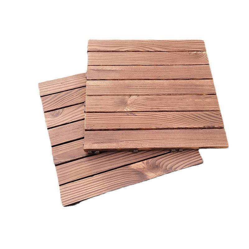 Skorter | 7-Slat Square Wood Floor Tiles Click Installation Outdoor Floor Tiles