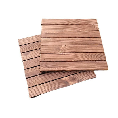 Skorter | 7-Slat Square Wood Floor Tiles Click Installation Outdoor Floor Tiles