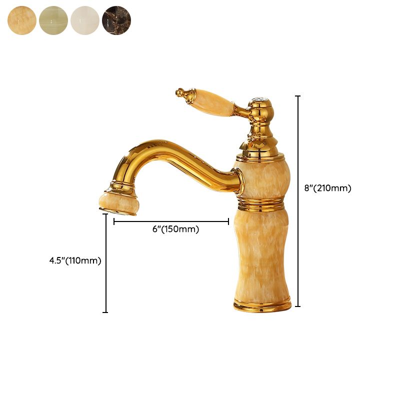 Skorter | Deck Mounted Copper Tub Faucet Low Arc Roman Tub Faucet Set with Jade